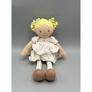 Home Goods Bonikka Rag Fabric Doll Blonde Pigtails 16” Plush Toy